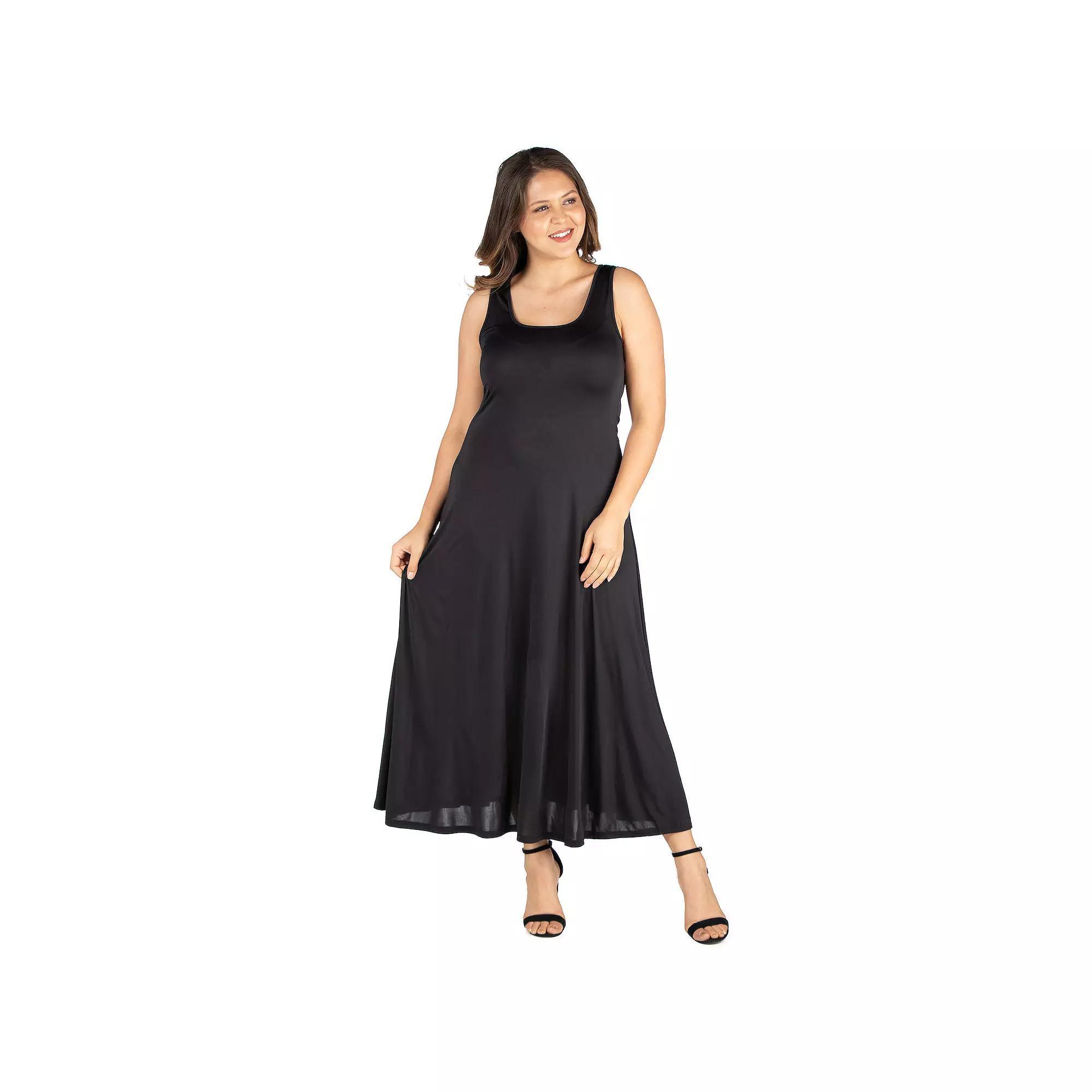Plus Size 24seven Comfort Apparel Simple A-Line Tank Top Maxi Dress, Women's, Size: 1XL, Lapis Product Image