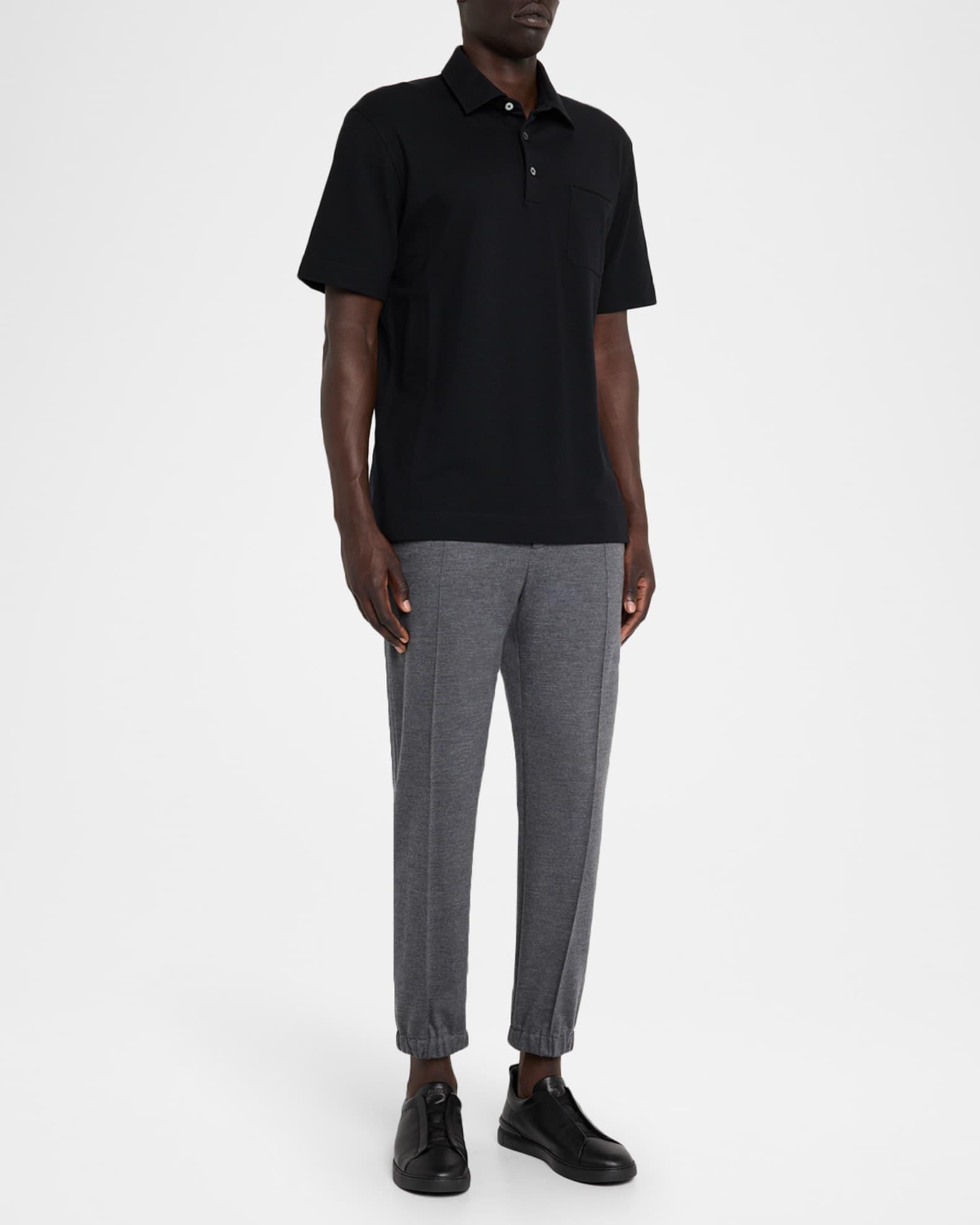 Men's Cotton Polo Shirt with Leather-Trim Pocket Product Image