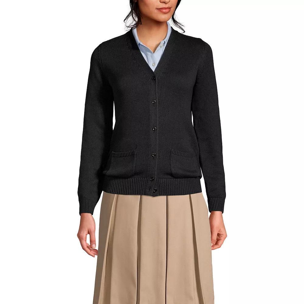 Women's Lands' End School Uniform Button Front V-Neck Cardigan Sweater, Size: Medium, Red Product Image