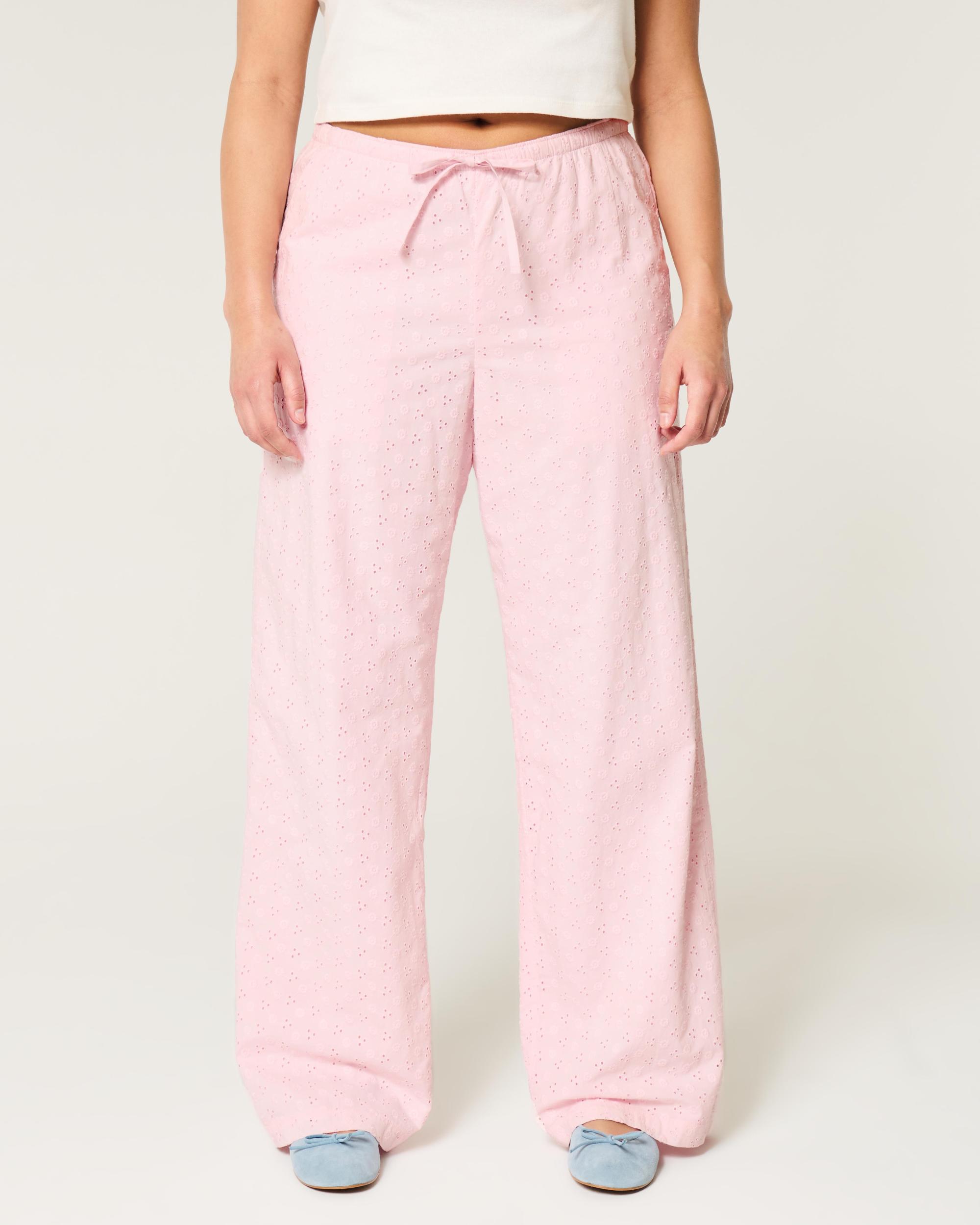 Eyelet Pull-On Baggy Pants Product Image
