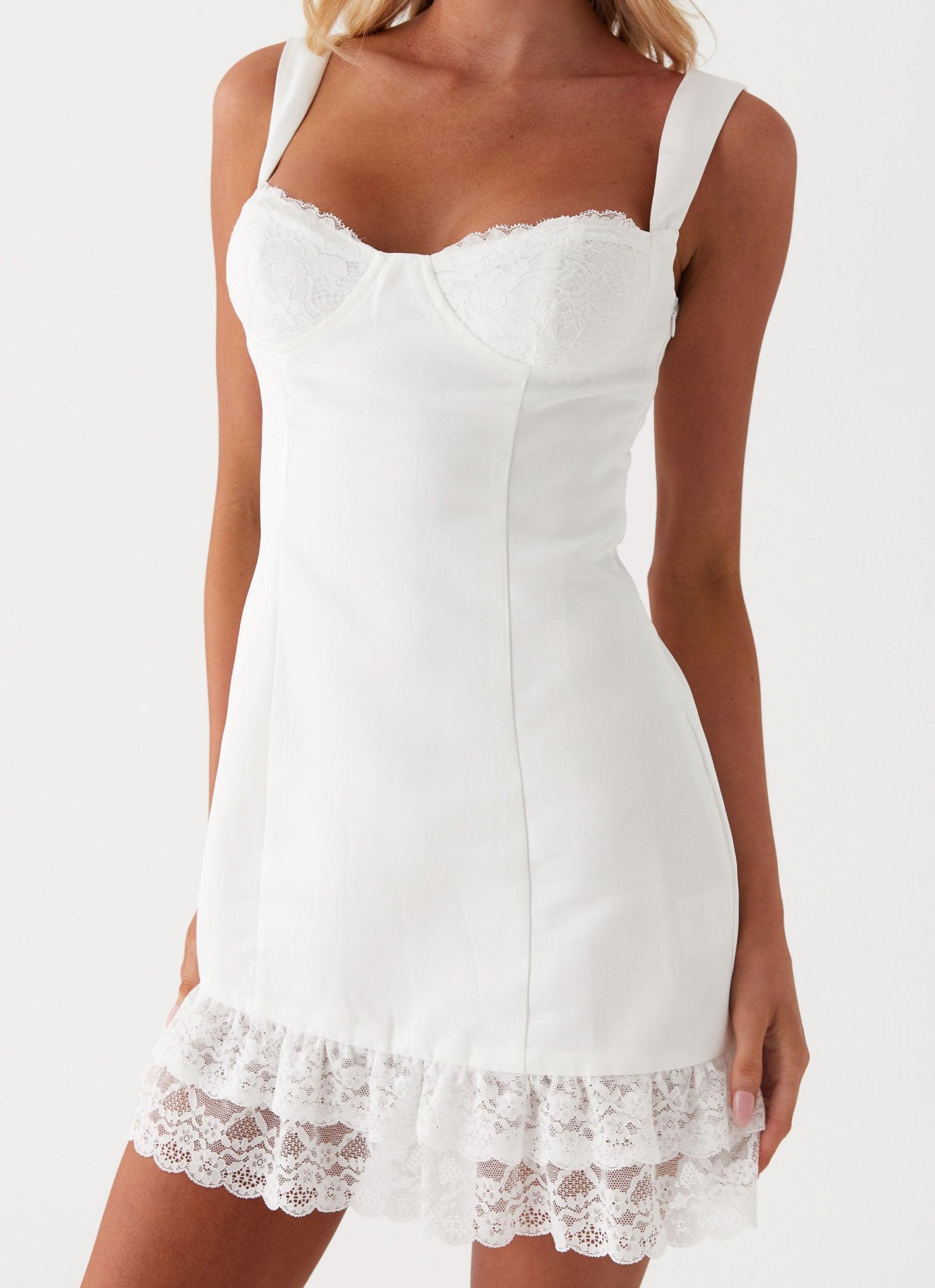 Isadora Lace Mini Dress - White Product Image