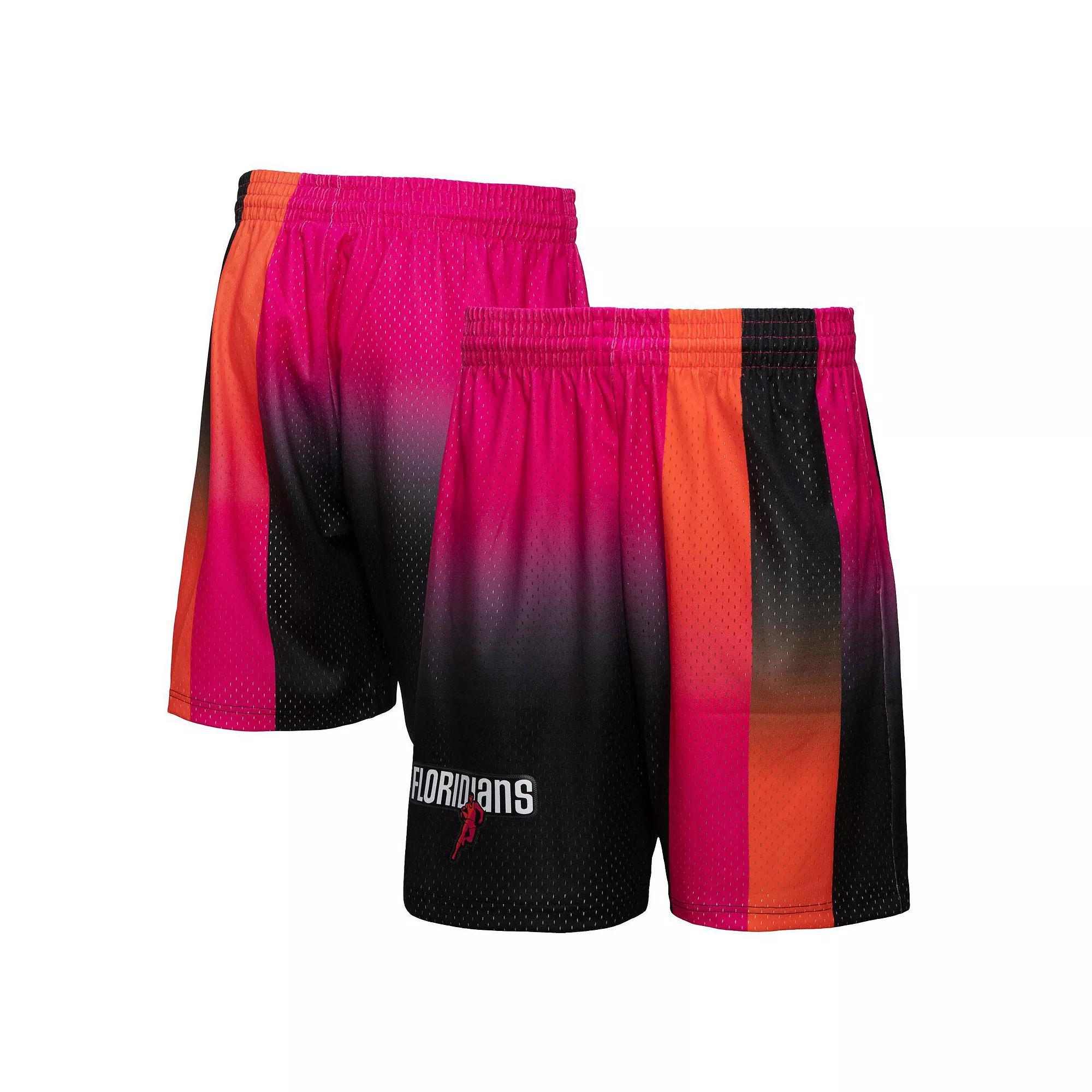 Men's Mitchell & Ness Pink/Black Miami Heat 2005/06 Hardwood Classics Fadeaway Reload 3.0 Swingman Shorts, Size: 3XL Product Image