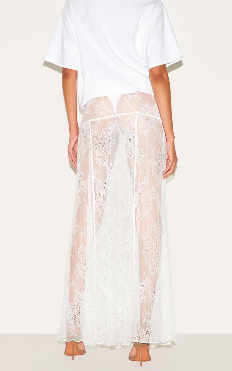 White Panties Insert Floral Lace Sheer Maxi Skirt Product Image