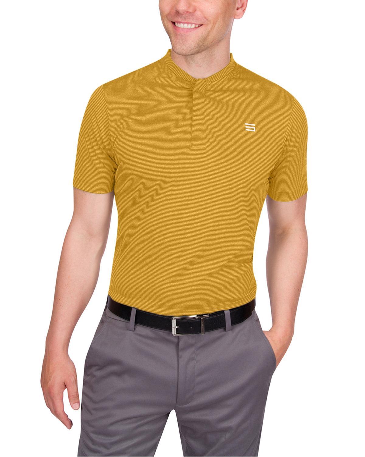 Three Sixty Six Men's Thin-Striped Collarless Golf Polos Product Image