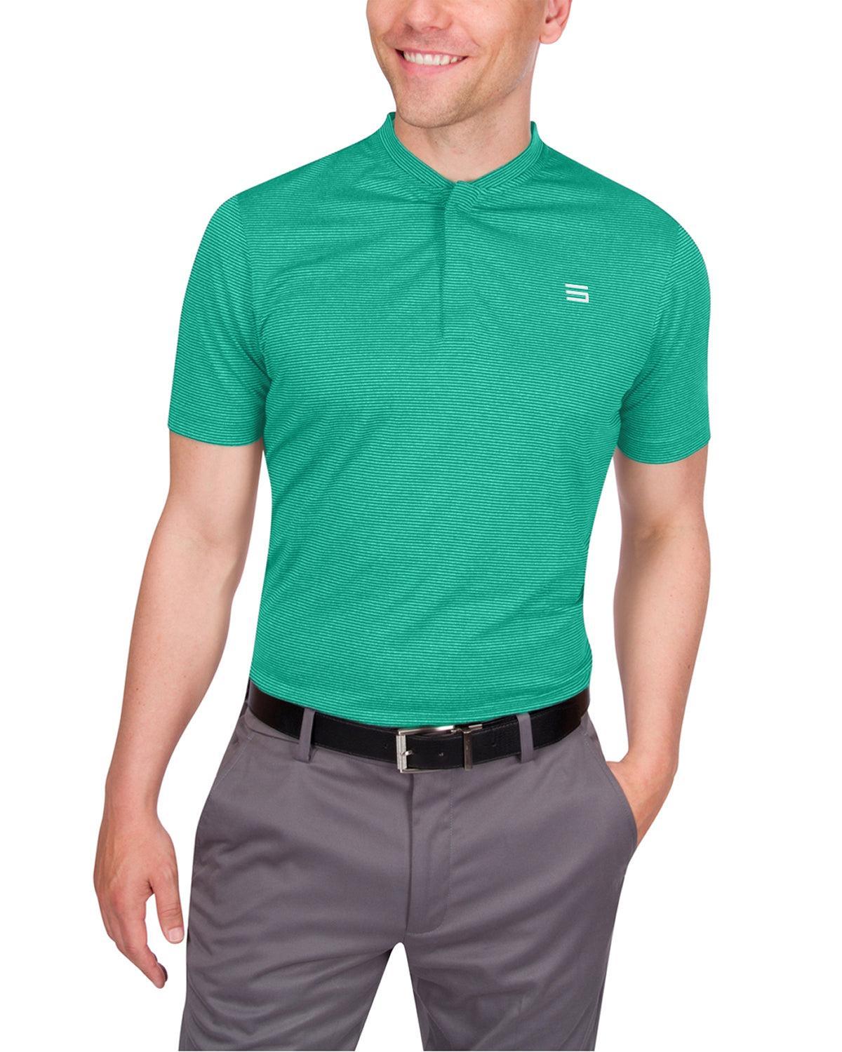 Three Sixty Six Men's Thin-Striped Collarless Golf Polos Product Image