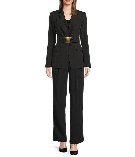 Donna Karan Notch Lapel Hardware Belted Blazer Product Image