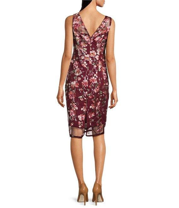 Adrianna Papell 3D Embroidered Floral Boat Neck Sleeveless Midi Dress Product Image