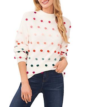 CeCe Mock Neck Rainbow Pompom Sweater (Antique ) Women's Sweater Product Image