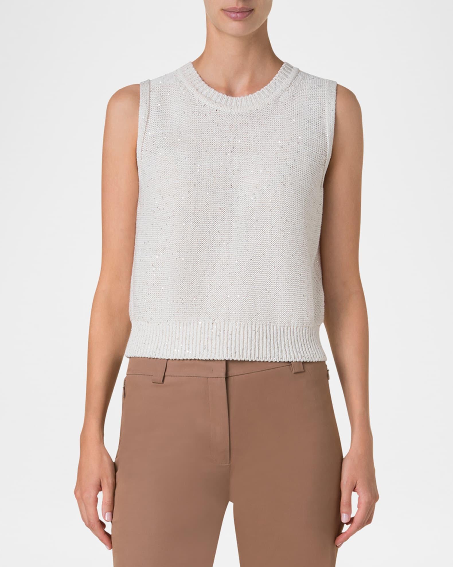 Micro Sequined Knit Sleeveless Sweater Product Image