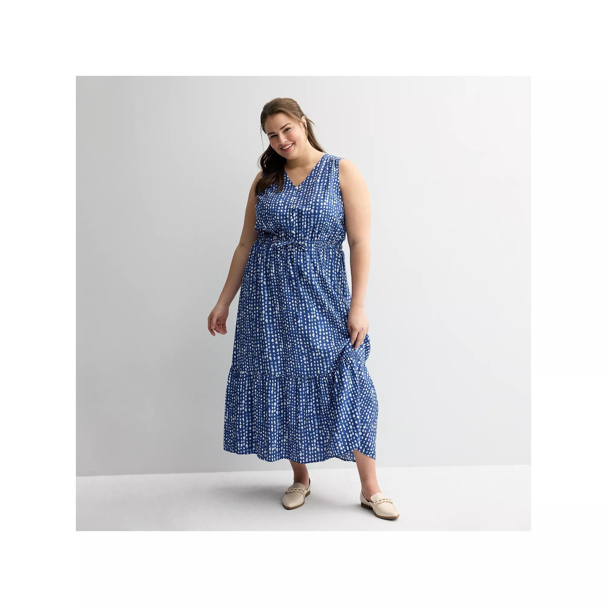 Plus Size Sonoma Goods For Life Femme Button Bodice Maxi Dress, Womens Blue Blue Dye Product Image