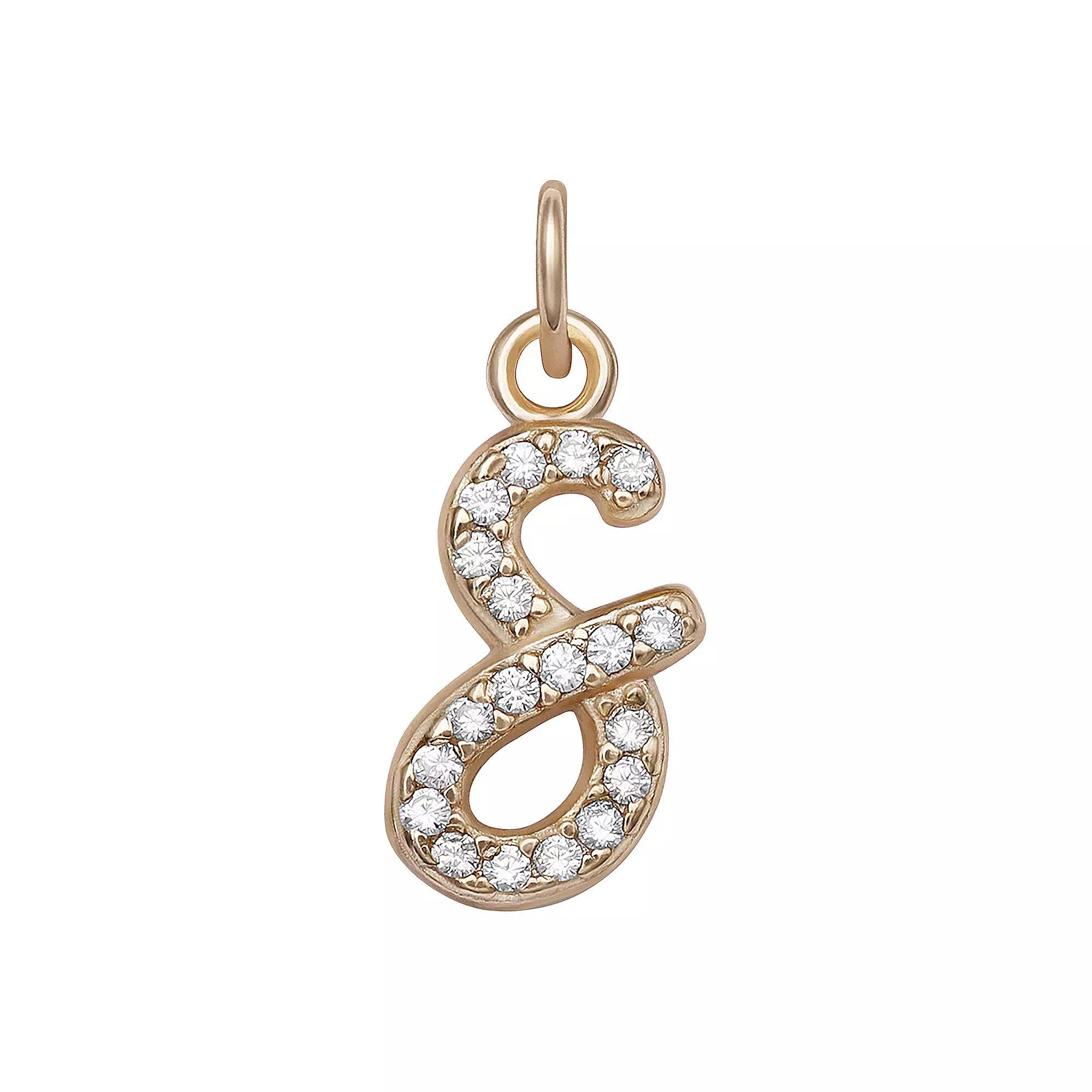 LC Lauren Conrad Sterling Silver Cubic Zirconia Initial Charm, Womens, Gold Tone O Product Image