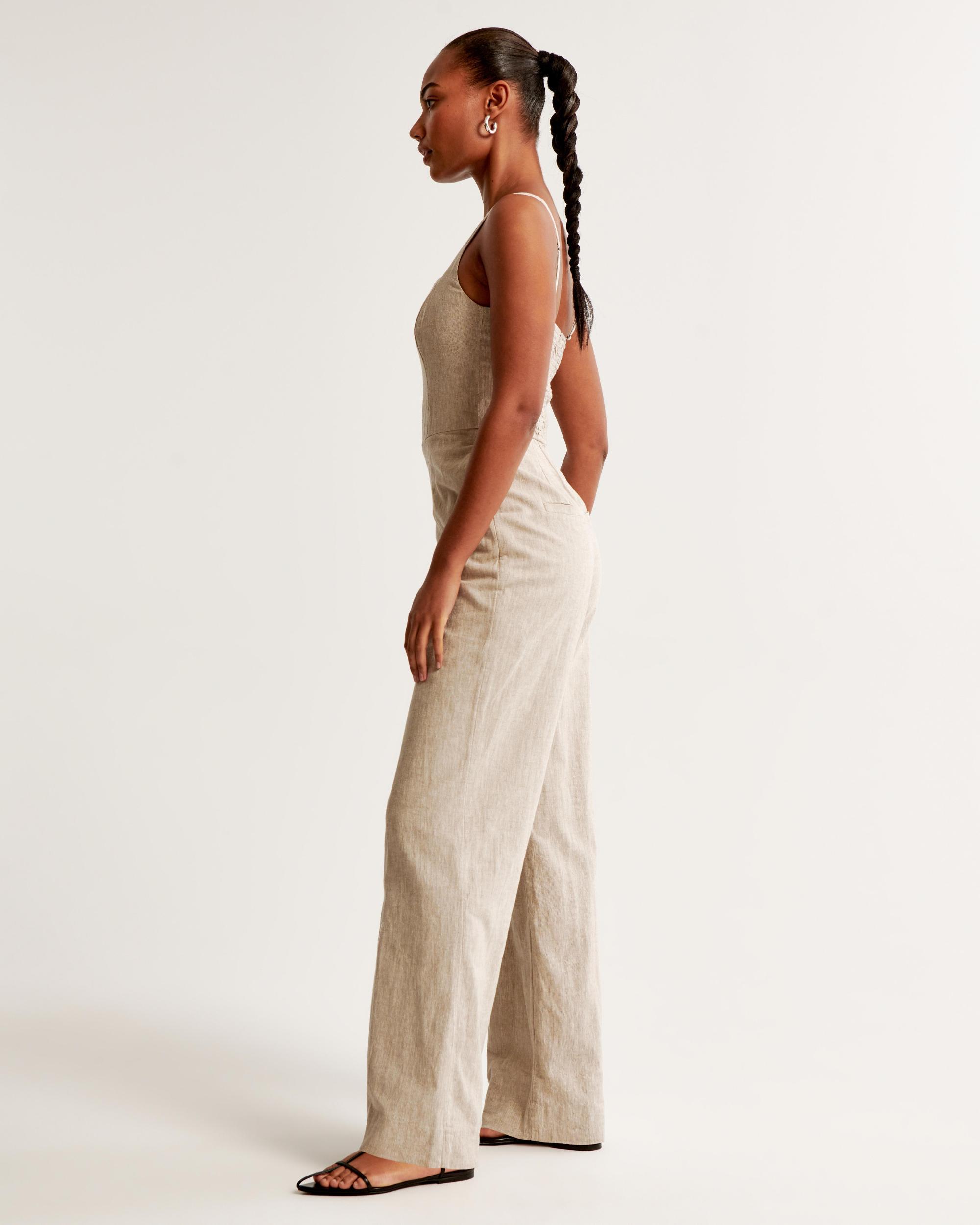 Squareneck Linen-Blend Jumpsuit Product Image