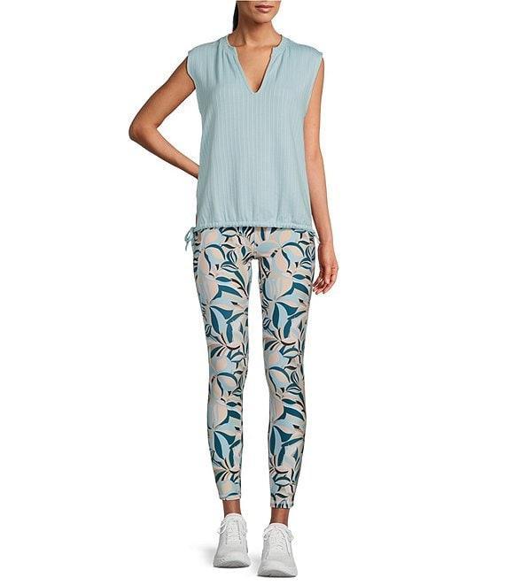 Kinesis High Rise Blue Tropical Floral Print Ankle Leggings Product Image