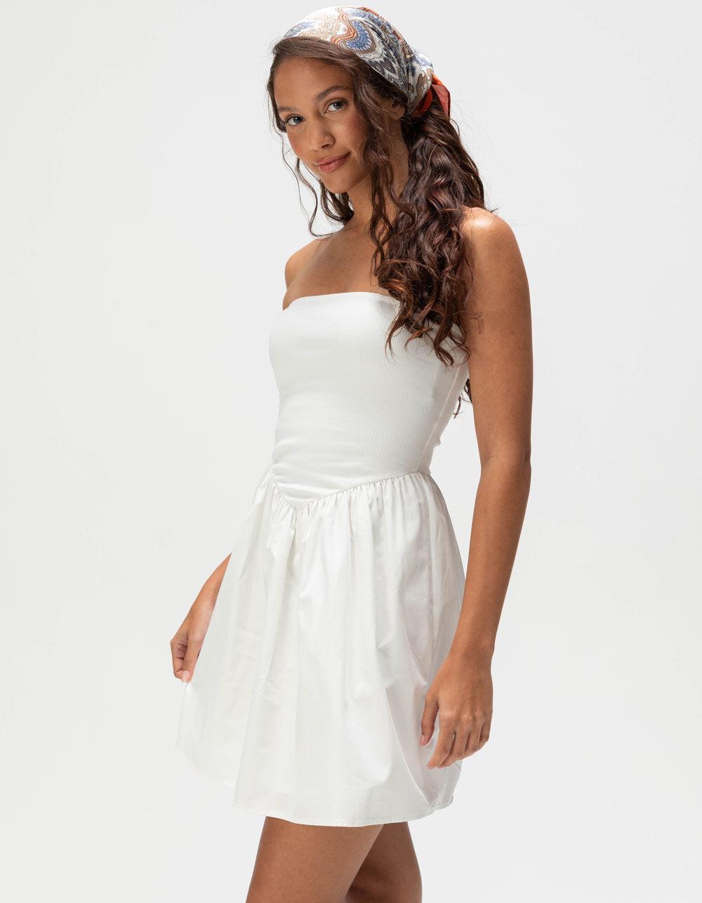RSQ Womens Drop Waist Tube Dress - WHITE Product Image