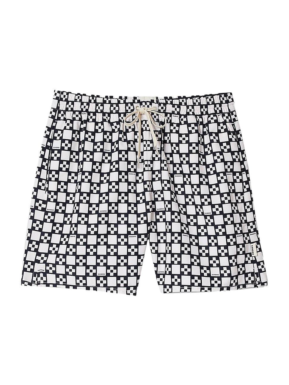 Sandro Mens Square Print Drawstring 5 Swim Shorts Product Image