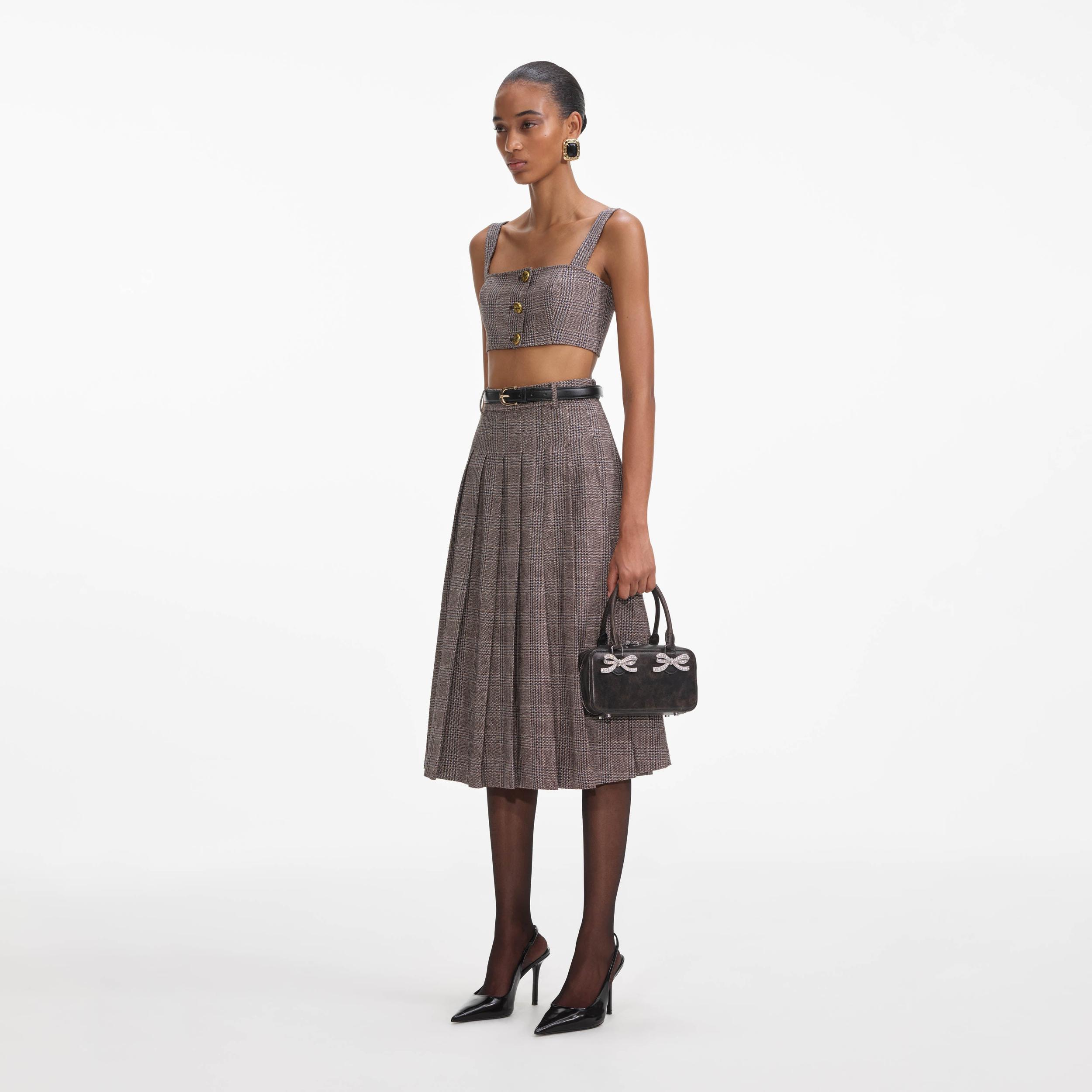 Brown Check Crop Top Product Image