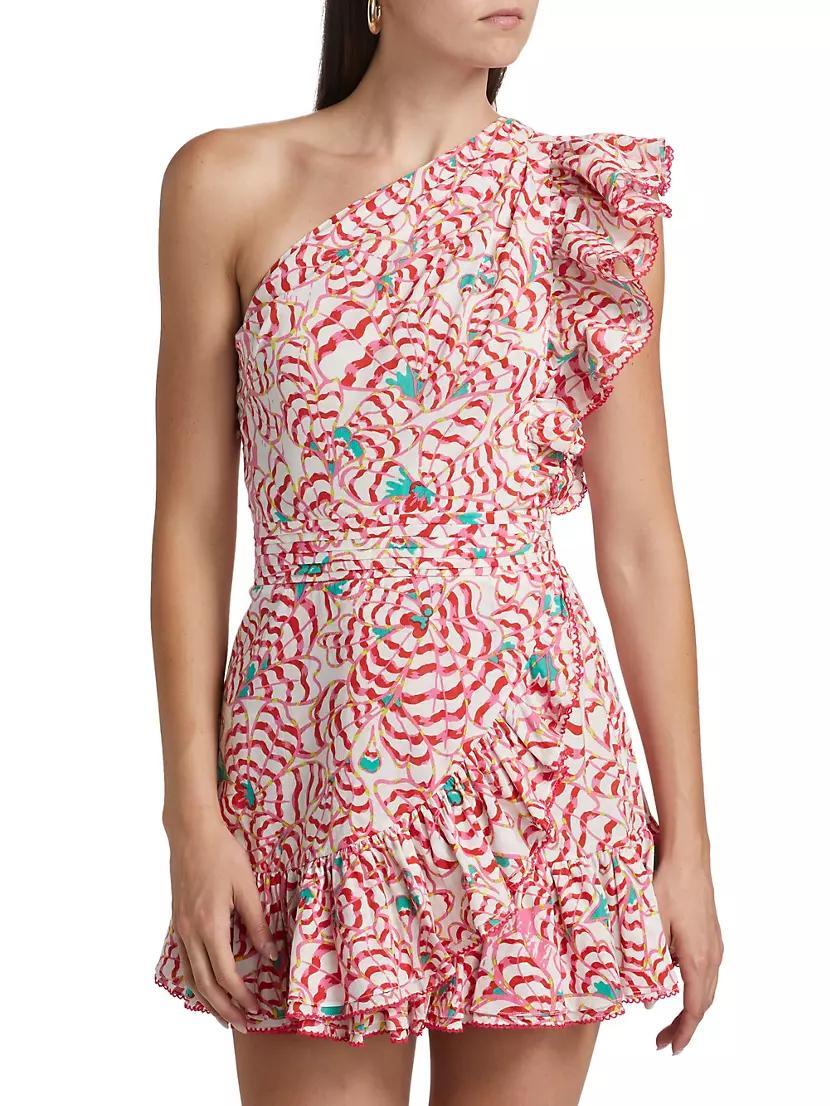 Corinne Floral Ruffle One-Shoulder Minidress Product Image