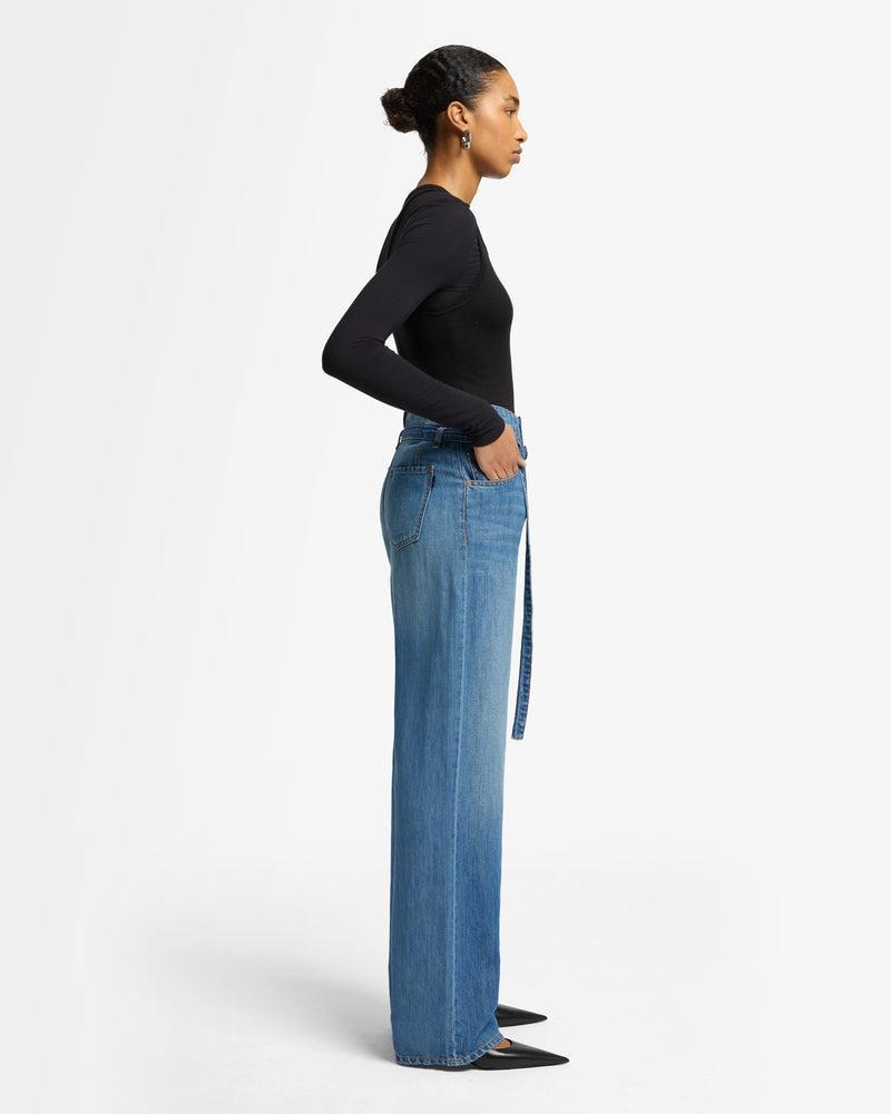 Indigo Linen Belted Wide Leg Product Image
