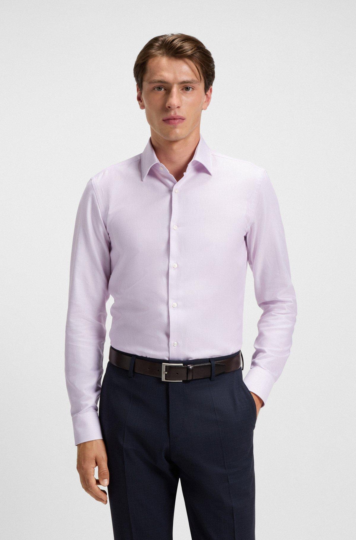 Slim-fit shirt in striped cotton twill Product Image