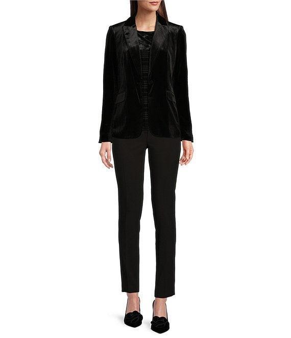 Calvin Klein Printed Velvet Draped Crew Neck Elbow Sleeve Top Product Image