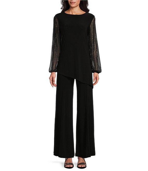 Marina Beaded Long Sleeve Crew Neck 2-Piece Pant Set Product Image