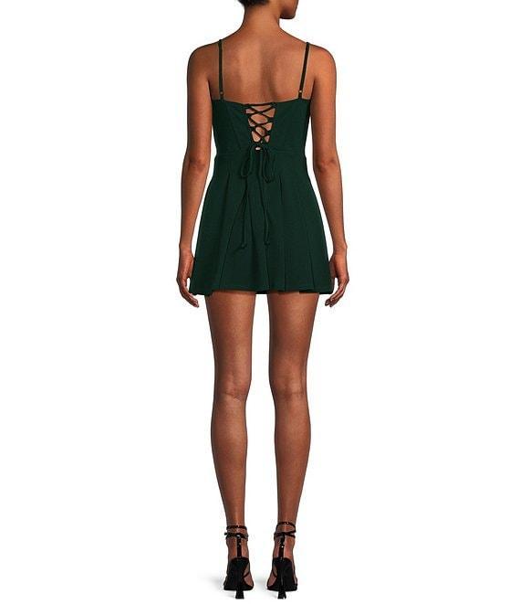 Dear Moon Spaghetti Strap Scoop Neck Corset Pleated Dress Product Image