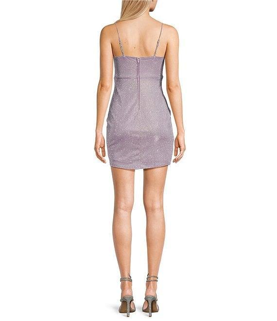 Midnight Doll Fairy Dust Rhinestone Strap V-Neck Tulip Hem Bodycon Mini Dress Product Image