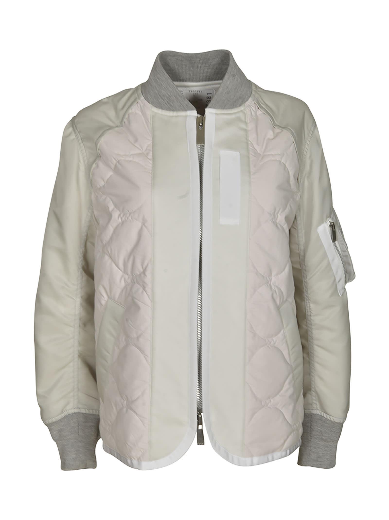 SACAI Quilted Zip Jacket In Ecru Product Image
