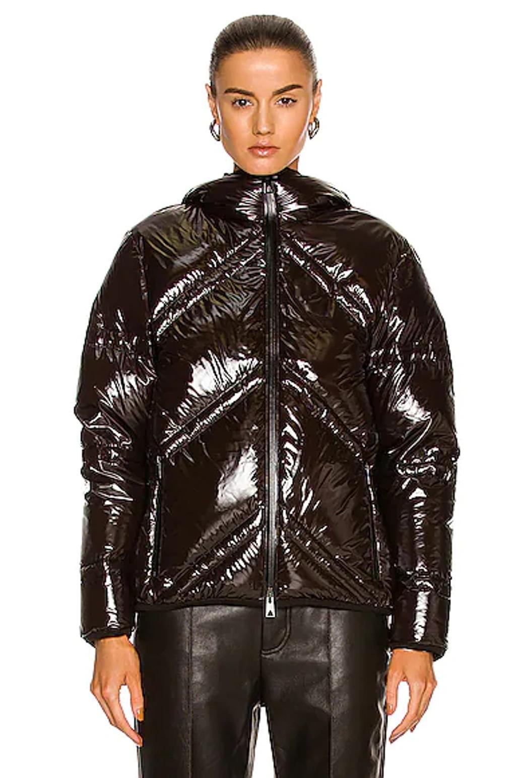 BOTTEGA VENETA Shiny Nylon Chevron Puffer In Cocoa Product Image