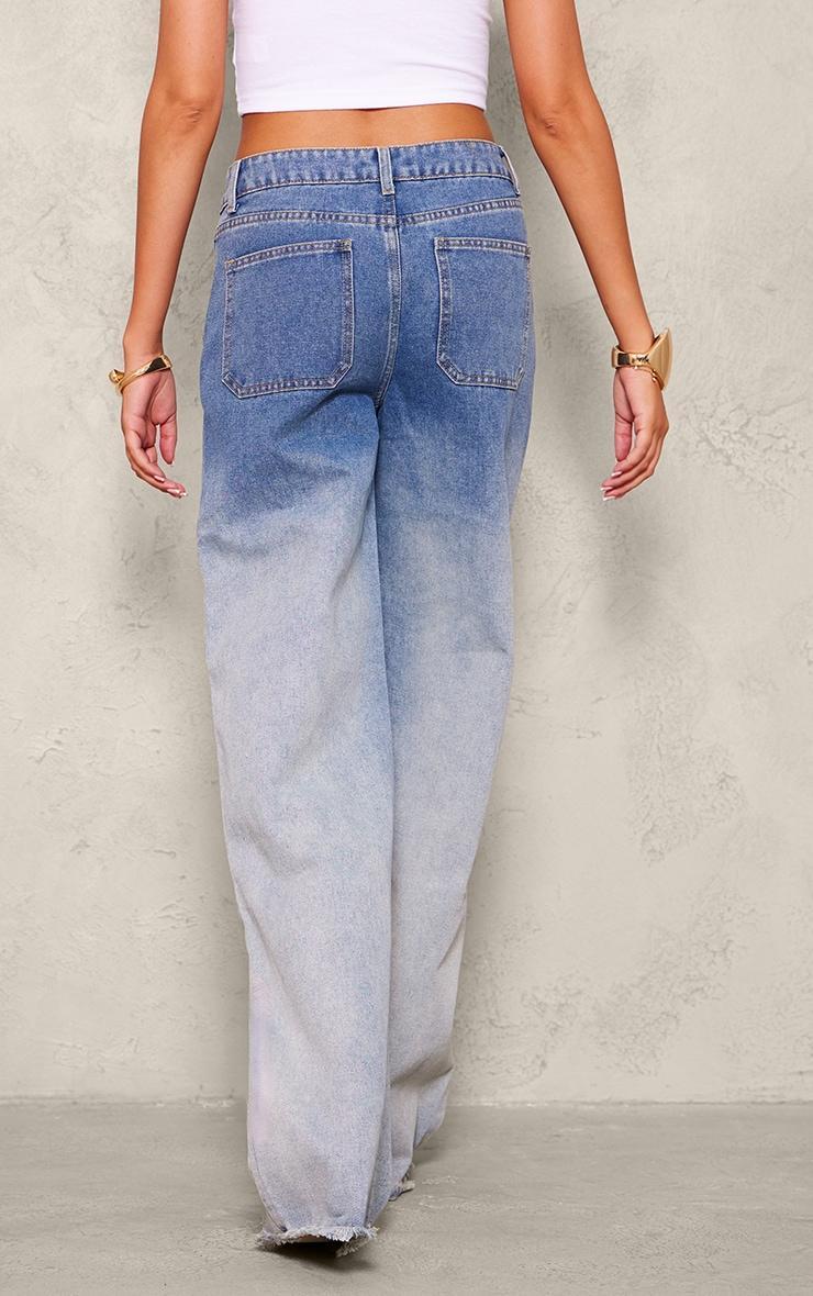 Tall Light Blue Wash Low Rise Frayed Hem Wide Leg Jeans Product Image