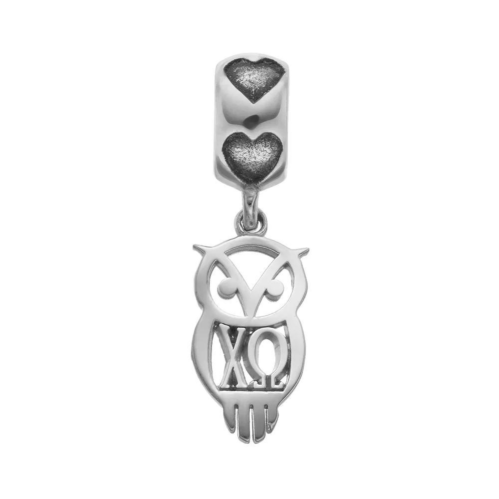 LogoArt Sterling Silver Chi Omega Sorority Owl Charm, Women's, Grey Product Image