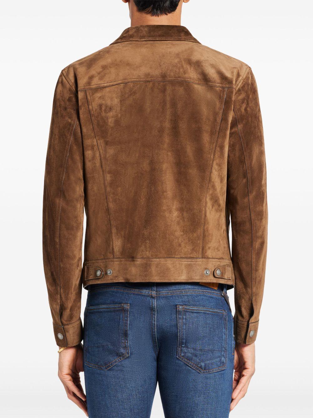 classic-collar suede jacket Product Image