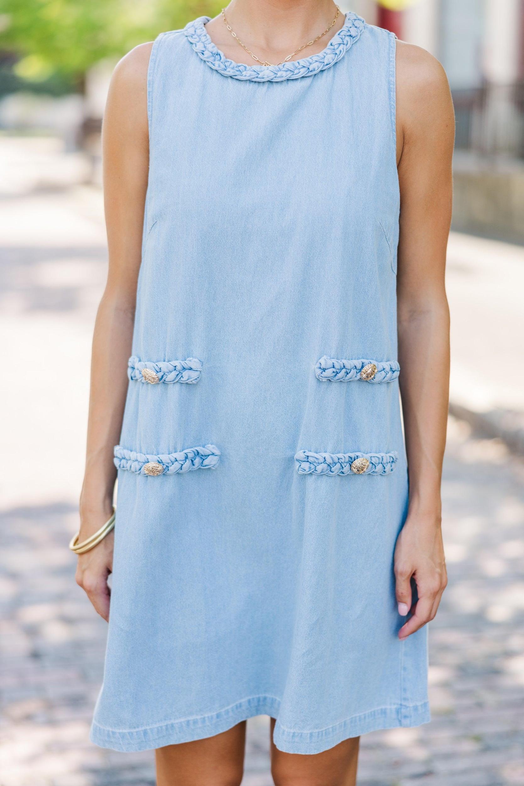 Make It A Date Light Wash Denim Dress Female Product Image