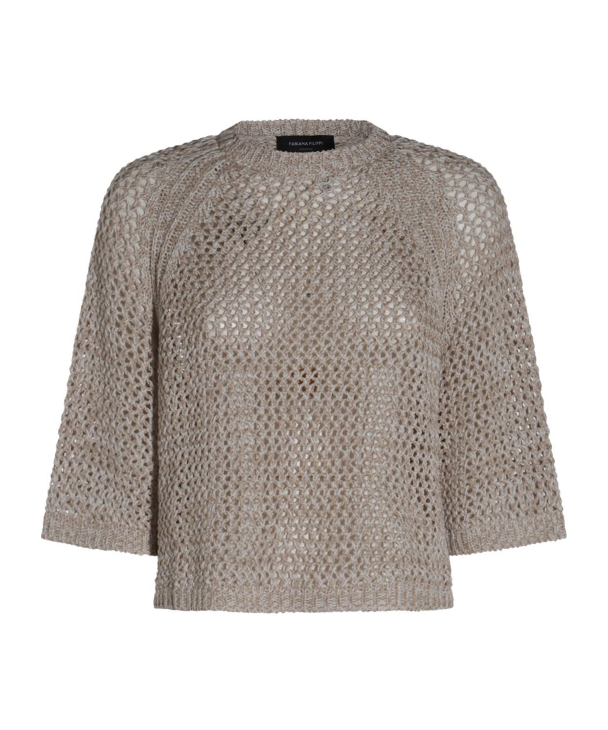 FABIANA FILIPPI Cotton Knitted Top In Gray Product Image