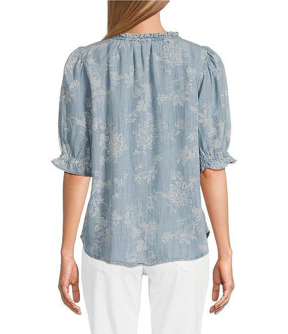 Nurture Notch Neck Short Sleeve Ruffled Top Product Image