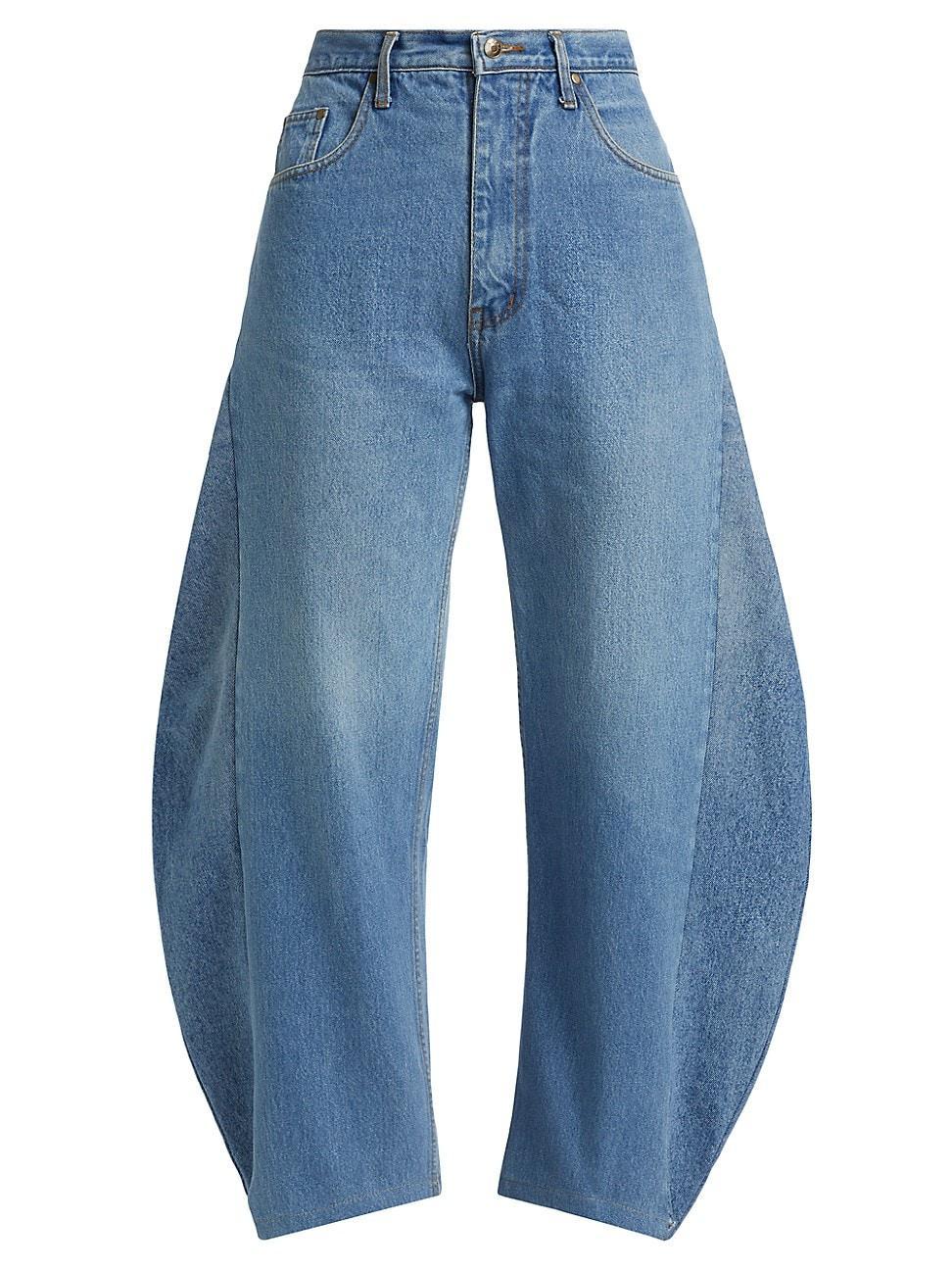 Womens High-Rise Barrel-Leg Jeans Product Image