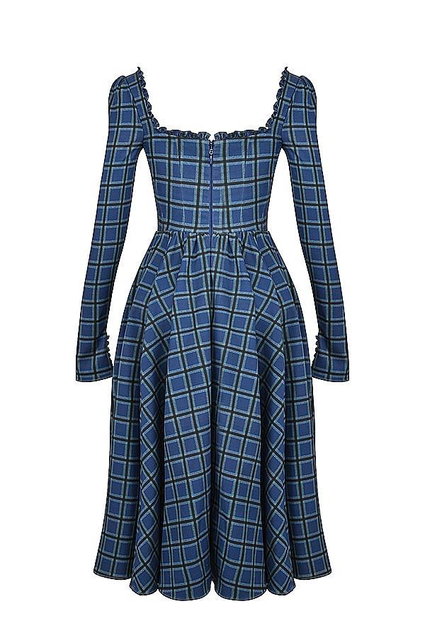 Delia Blue Tartan Midi Dress Product Image