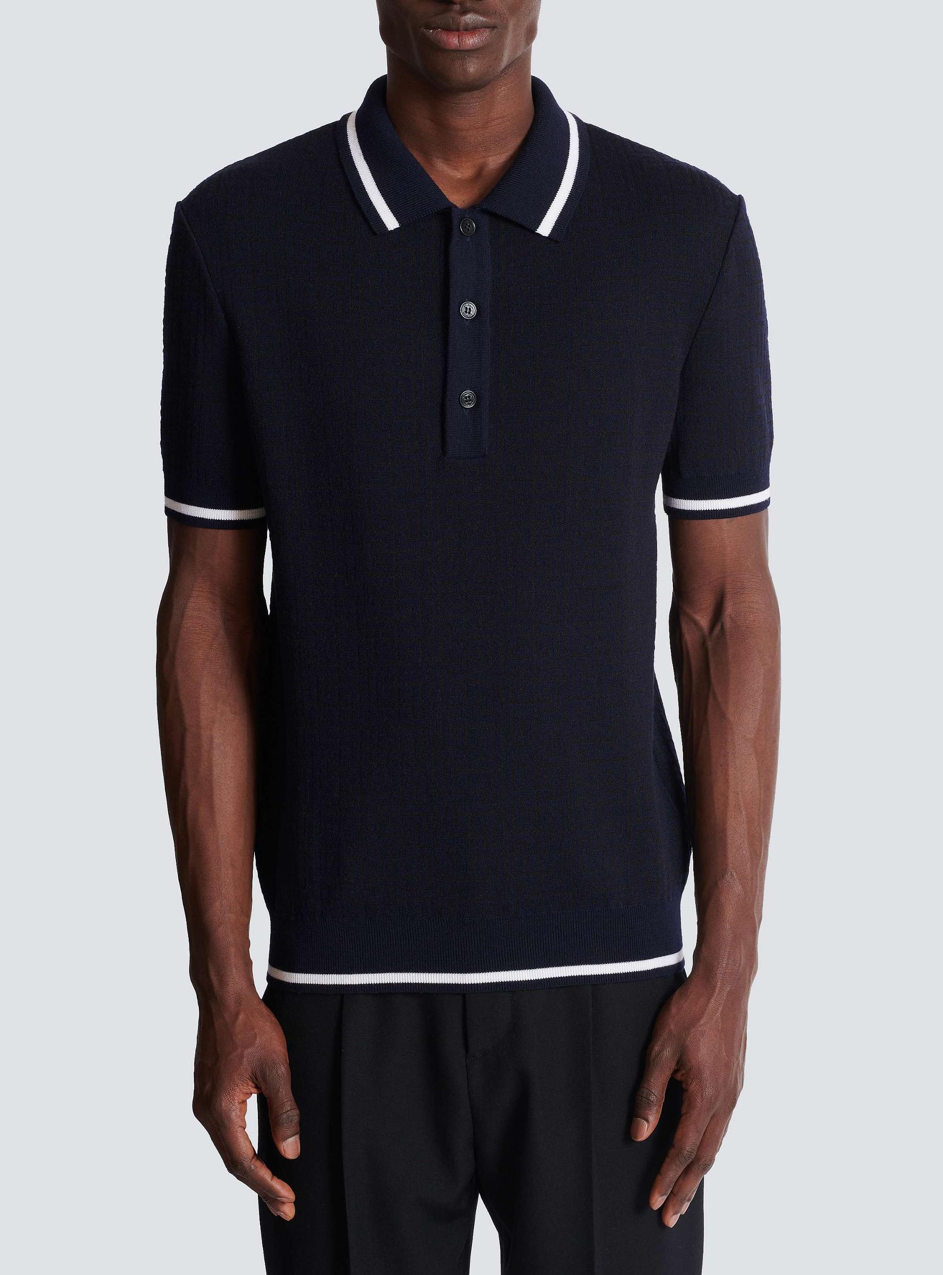 Monogrammed merino wool polo shirt Product Image