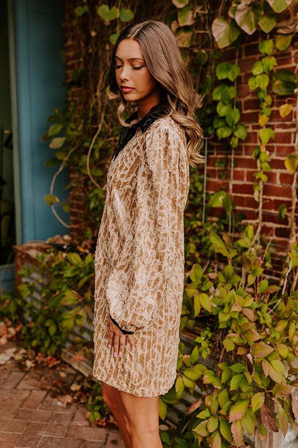 Chardonnay And Candlelight Velvet Mini Dress in Iced Latte Product Image