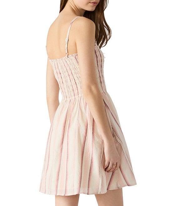 Steve Madden Lotty Striped Square Neck Smocked Mini Dress Product Image