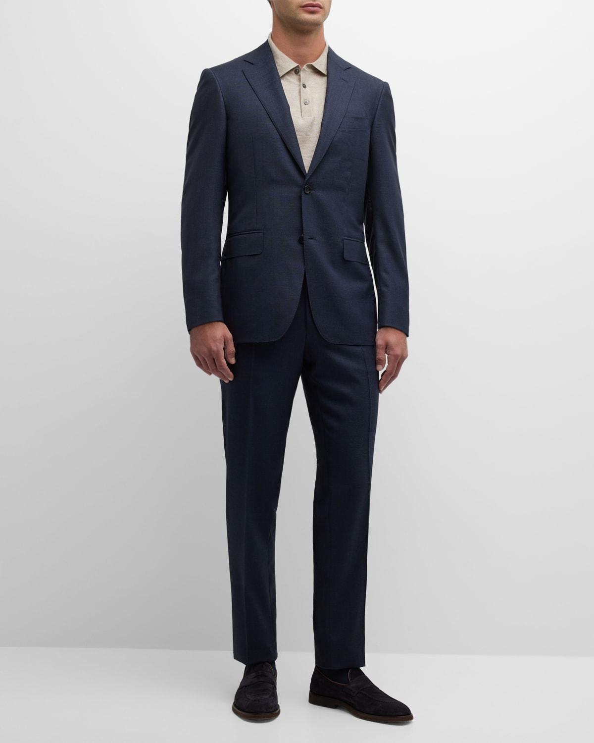 Men's Tonal Check Wool Suit Product Image