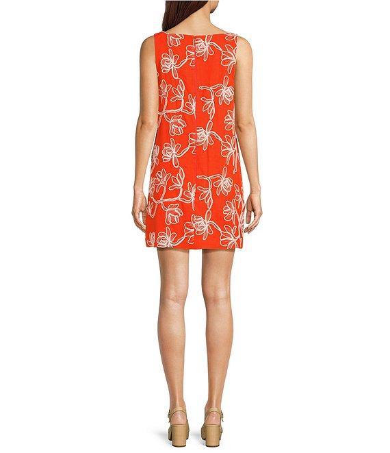 Alex Marie Lily Embroidered Linen Blend Sleeveless Square Neck Dress Product Image