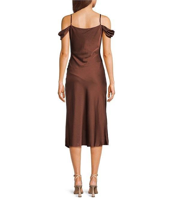 I.N. San Francisco Cowl Neck Cap Sleeve Front Slit Midi Dress Product Image