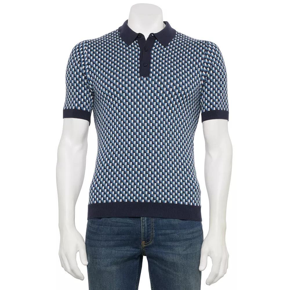 Men's Thomas Sterling Short Sleeve Sweater Polo Shirt, Size: Large, Blue Product Image