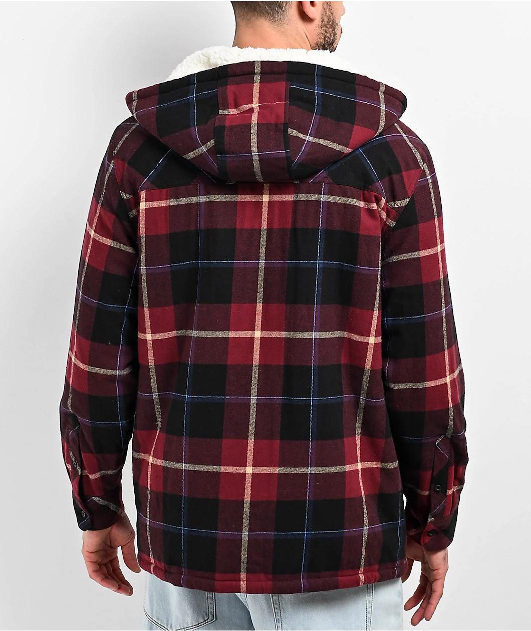 Empyre Cain Red Hooded Flannel Sherpa Jacket Product Image