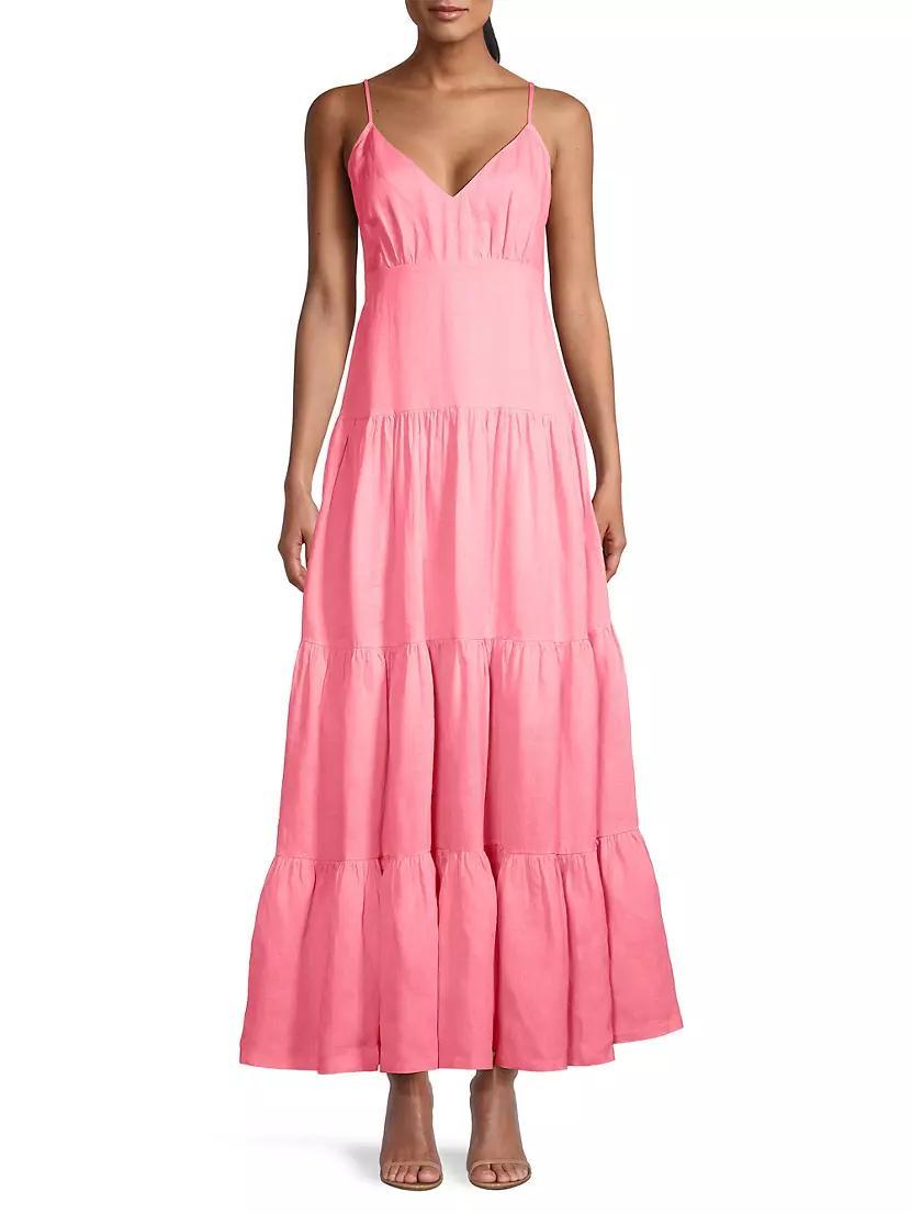 Linen Tiered Maxi Dress Product Image
