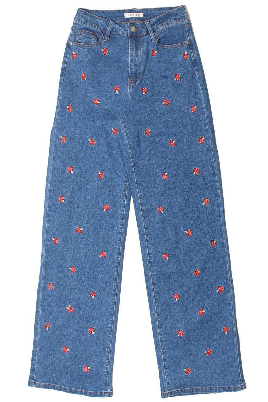 Embroidered Mushroom Jeans Product Image