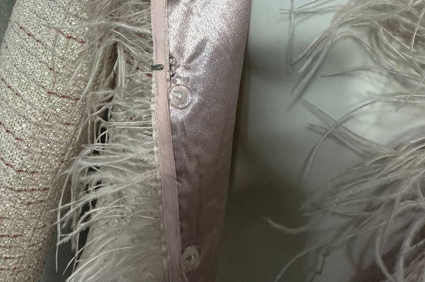 Frayed Button-Up Tweed Jacket Product Image