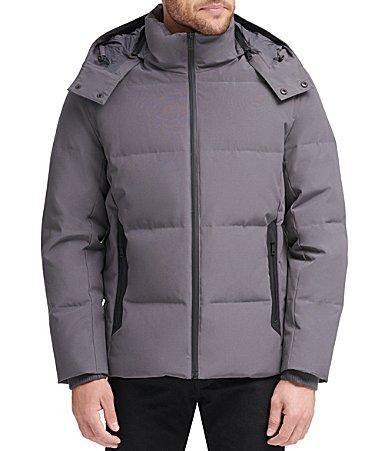 Cole Haan Mens Short Tech Puffer Coat - Grey Size Large Waterproof Water-Resistant Product Image