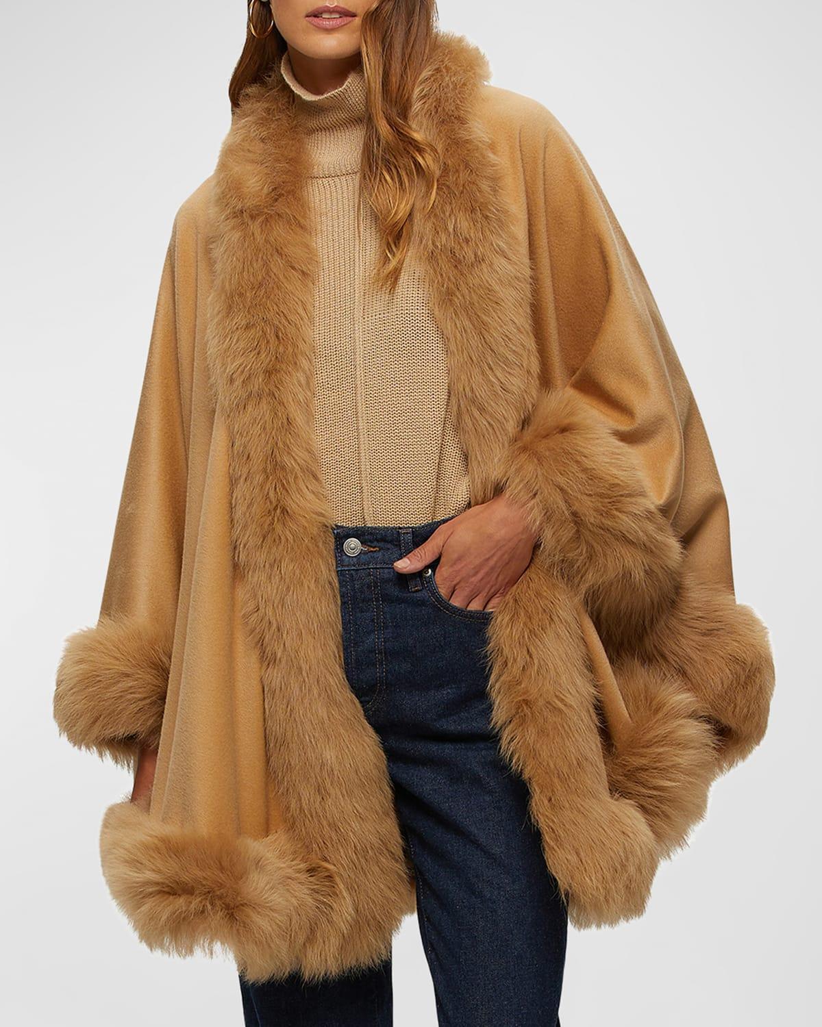 Cashmere Cape With Toscana Shearling Lamb Trim Product Image